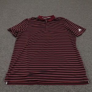 Adidas Golf Polo Shirt Mens 2XL Burgundy Black Stripe Short Sleeve Performance